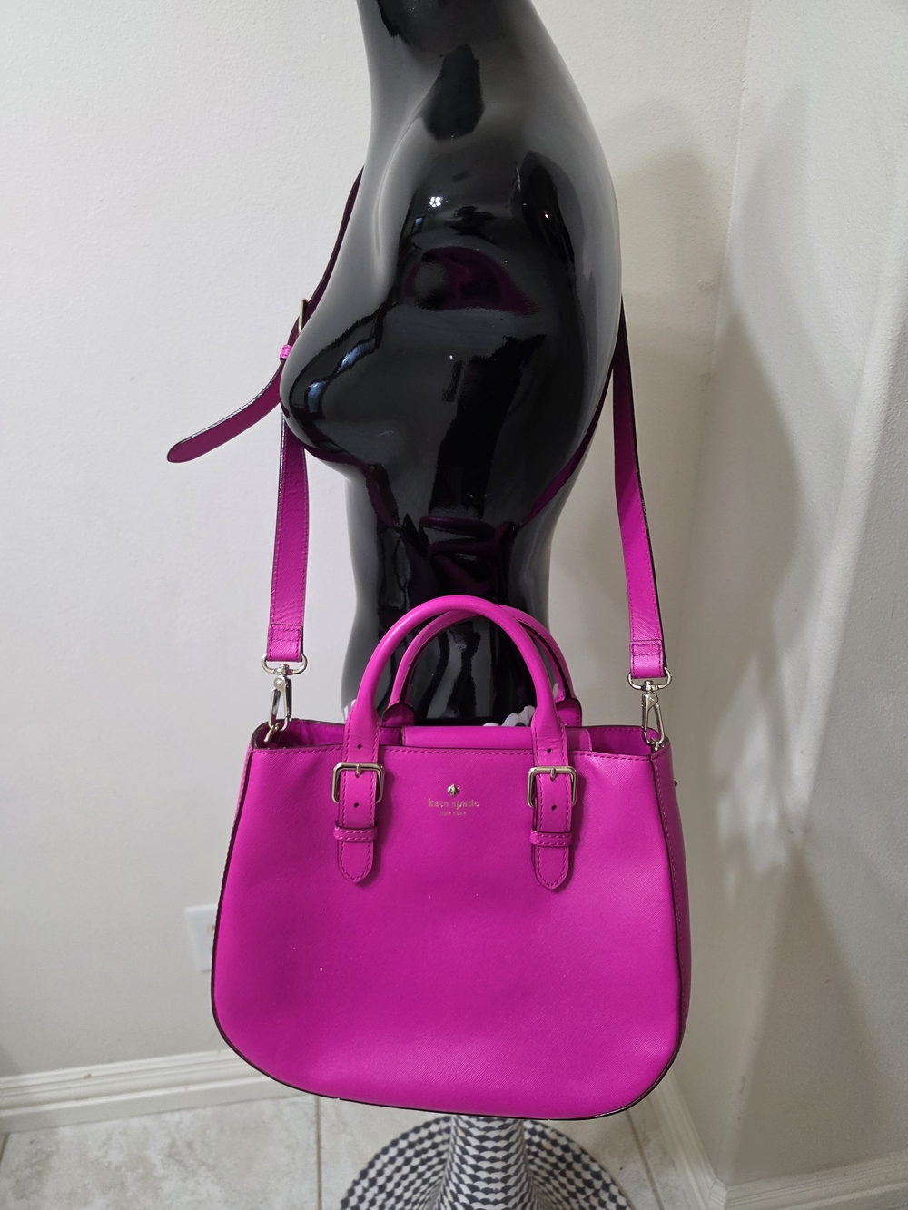 kate spade Vibrant Magenta Leather Satchel with Strap